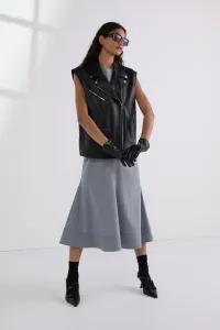 Vesta Karl Lagerfeld Faux Leather Biker Gilet Black