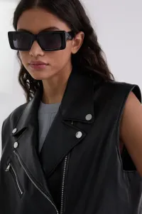 Vesta Karl Lagerfeld Faux Leather Biker Gilet Black