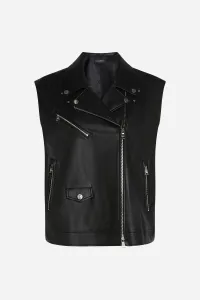 Vesta Karl Lagerfeld Faux Leather Biker Gilet Black