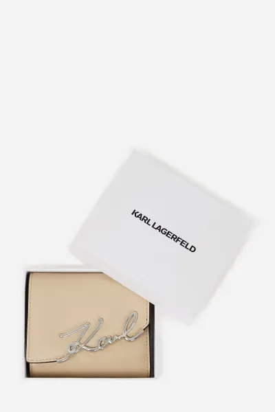 Kožená peňaženka Karl Lagerfeld béžová farba, A3W32019