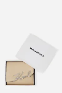 Kožená peňaženka Karl Lagerfeld béžová farba, A3W32019