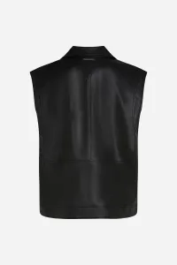 Vesta Karl Lagerfeld Faux Leather Biker Gilet Black