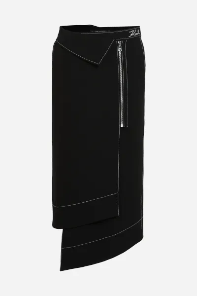 Sukňa Karl Lagerfeld Contrast Stitch Skirt Black