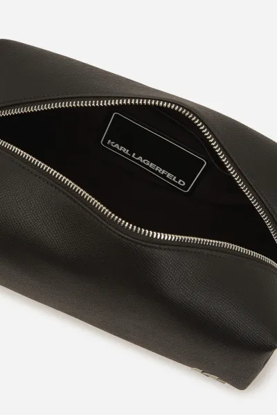 Kožená kozmetická taška Karl Lagerfeld K/MONOGRAM čierna farba, A3M32046