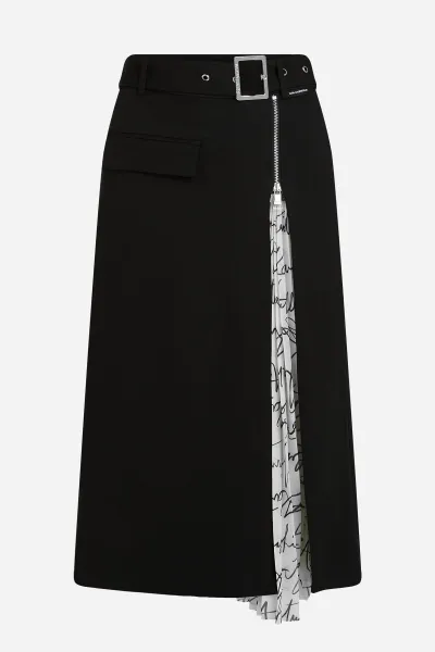 Sukňa Karl Lagerfeld čierna farba, midi, áčkový strih, A3W12017
