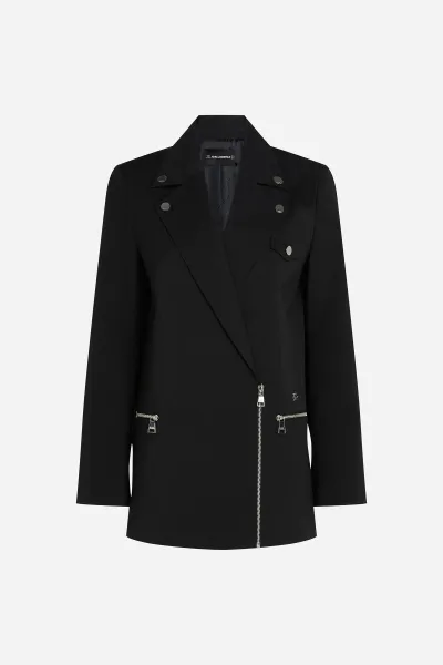 Sako Karl Lagerfeld Fashion Biker Blazer Black