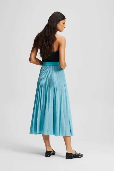 Sukňa Karl Lagerfeld Commercial Pleated Skirt Still Water