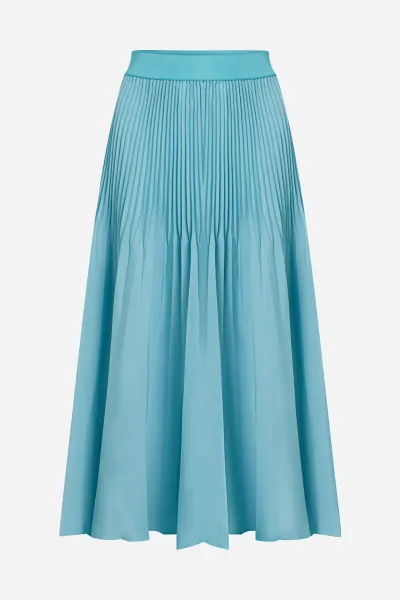 Sukňa Karl Lagerfeld Commercial Pleated Skirt Still Water