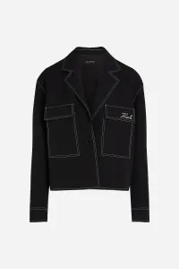 Rifľová bunda Karl Lagerfeld čierna farba, prechodná, A3W14041