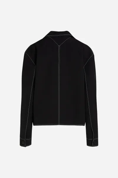 Rifľová bunda Karl Lagerfeld čierna farba, prechodná, A3W14041
