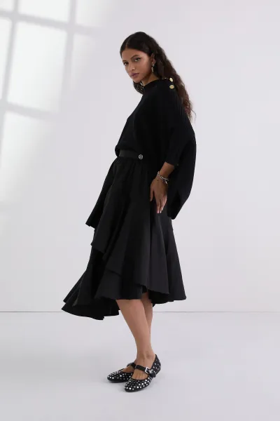 Sukňa Karl Lagerfeld Voluminous Ruffle Skirt Black
