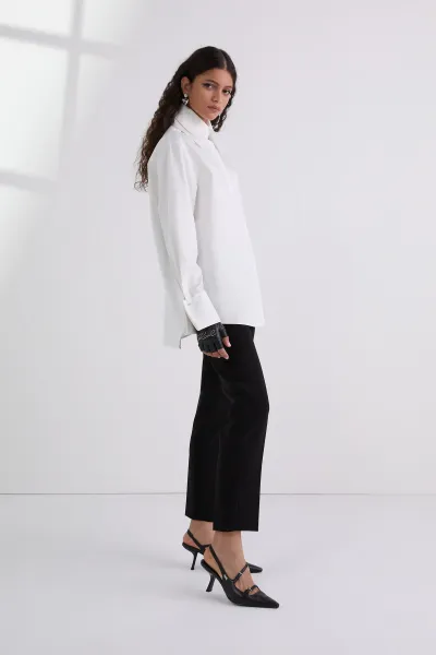 Košeľa Karl Lagerfeld Double Collar Poplin Shirt White