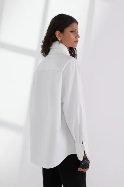 Košeľa Karl Lagerfeld Double Collar Poplin Shirt White