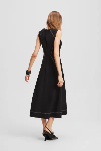 Šaty Karl Lagerfeld Contrast Stitch Dress Black