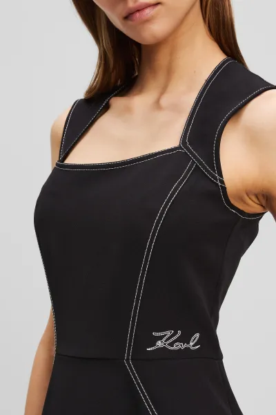 Šaty Karl Lagerfeld Contrast Stitch Dress Black