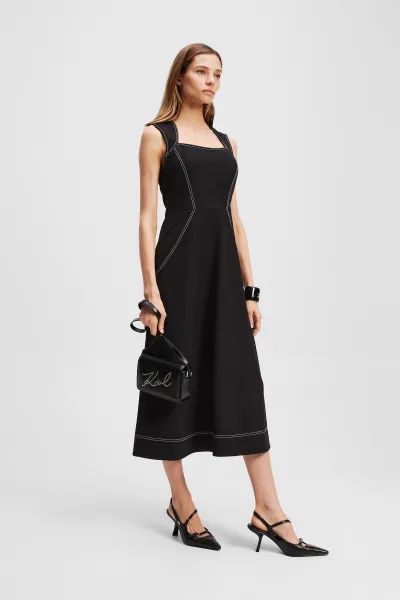 Šaty Karl Lagerfeld Contrast Stitch Dress Black