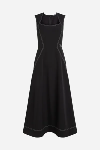 Šaty Karl Lagerfeld Contrast Stitch Dress Black