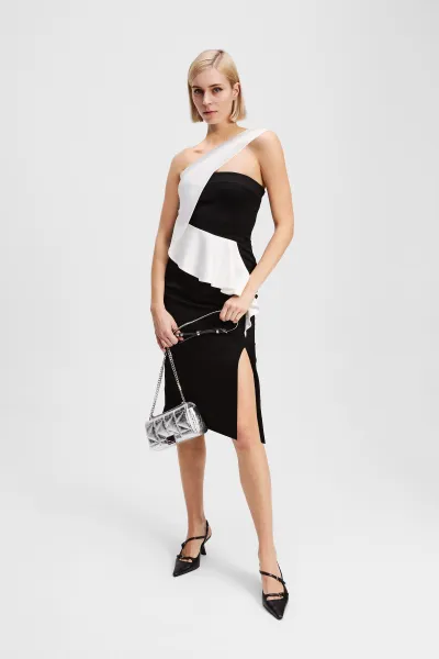 Šaty Karl Lagerfeld Bw Asymmetrical Dress Black/White