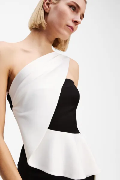 Šaty Karl Lagerfeld Bw Asymmetrical Dress Black/White