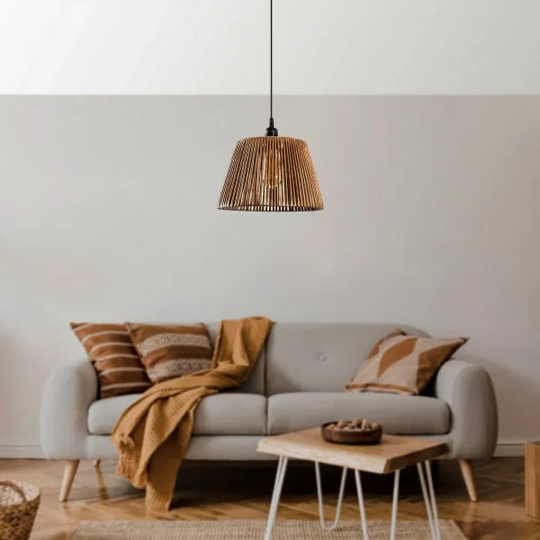 Závesný lustr Cone - Natural, čierna