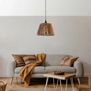 Závesný lustr Cone - Natural, čierna
