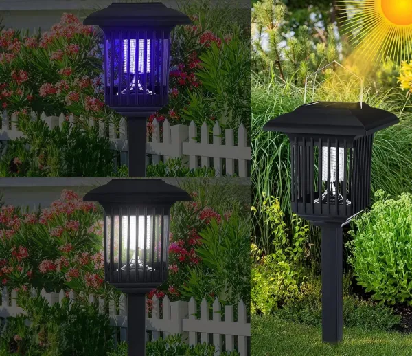 Bluegarden Solárne LED svietidlo Borno 57 cm proti hmyzu čierne