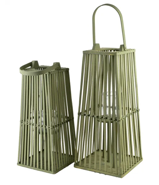 Mondex Prútený lampáš LUCIE Green 23x48 cm zelený