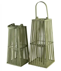Mondex Prútený lampáš LUCIE Green 23x48 cm zelený