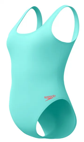 Speedo textd belted deep u-back 1 piece blue s - uk32