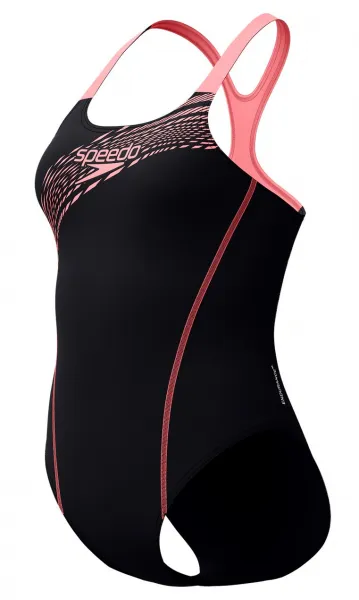 Speedo medley logo 1 piece black/salmon pink xl - uk38