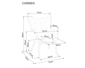 Tmavosivé kreslo CARMEN RAVEN