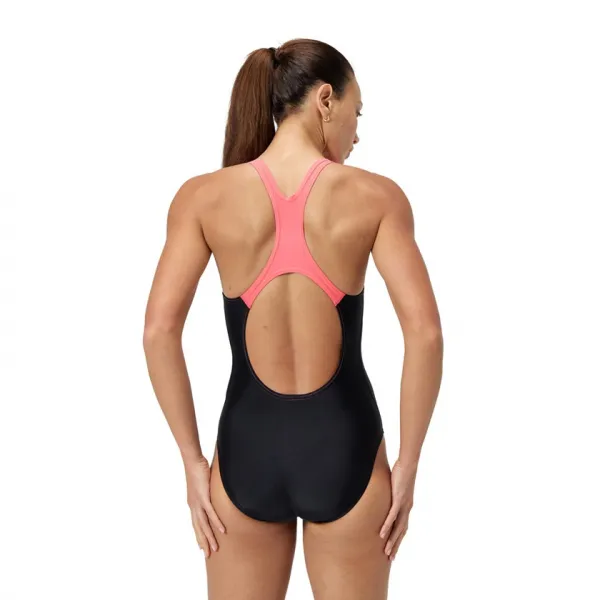 Speedo medley logo 1 piece black/salmon pink xl - uk38