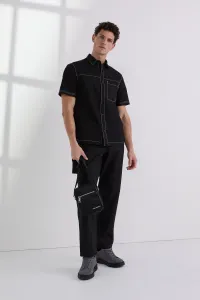 Košeľa Karl Lagerfeld Sslv Contrast Stitch Shirt Black