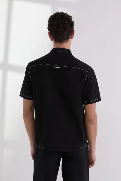 Košeľa Karl Lagerfeld Sslv Contrast Stitch Shirt Black