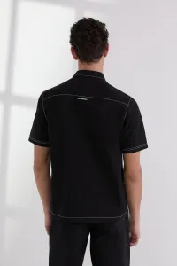 Košeľa Karl Lagerfeld Sslv Contrast Stitch Shirt Black