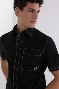 Košeľa Karl Lagerfeld Sslv Contrast Stitch Shirt Black