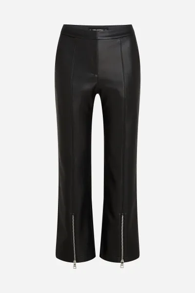 Nohavice Karl Lagerfeld Faux Leather Zip Pants Black