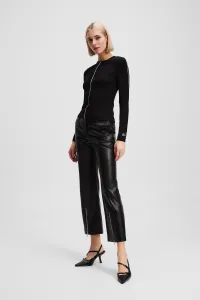 Nohavice Karl Lagerfeld Faux Leather Zip Pants Black