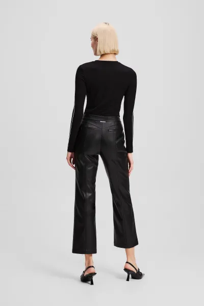 Nohavice Karl Lagerfeld Faux Leather Zip Pants Black