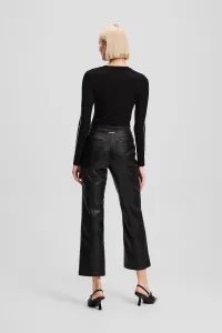 Nohavice Karl Lagerfeld Faux Leather Zip Pants Black