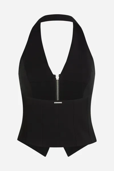 Blúzka Karl Lagerfeld Waistcoat Zip Blouse Black