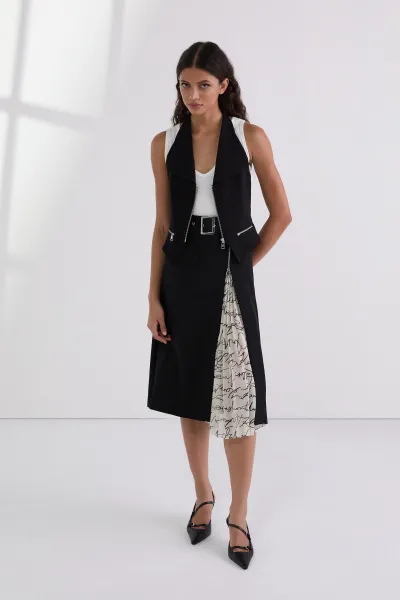 Blúzka Karl Lagerfeld Waistcoat Zip Blouse Black