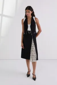 Blúzka Karl Lagerfeld Waistcoat Zip Blouse Black