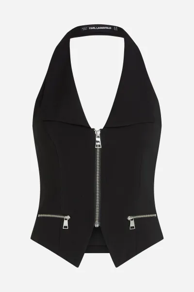 Blúzka Karl Lagerfeld Waistcoat Zip Blouse Black