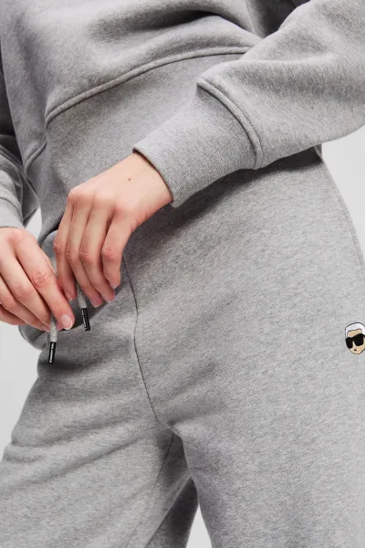 Tepláky Karl Lagerfeld Ikon Wide Leg Sweatpants Light Grey Melange