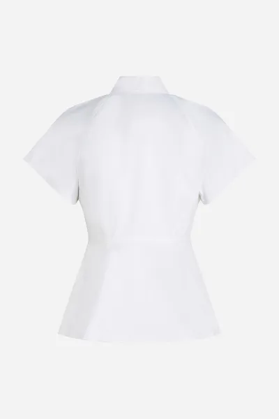 Košeľa Karl Lagerfeld Front Ruffle Sslv Poplin Shirt White