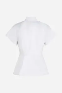 Košeľa Karl Lagerfeld Front Ruffle Sslv Poplin Shirt White