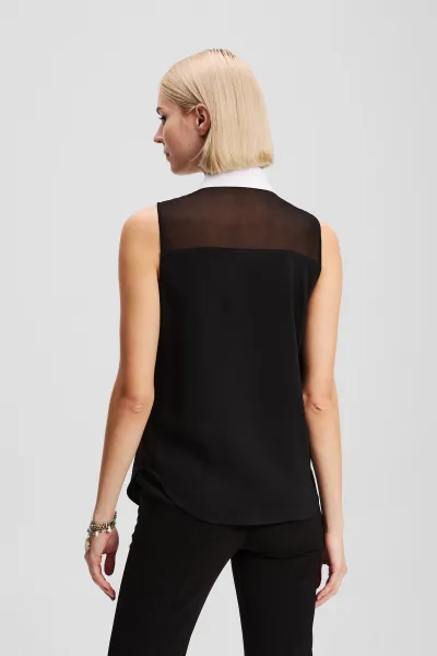 Blúzka Karl Lagerfeld Poplin Collar Slvls Blouse Black