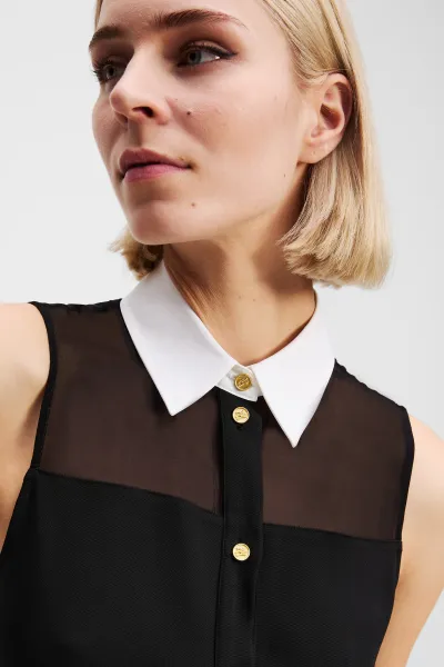 Blúzka Karl Lagerfeld Poplin Collar Slvls Blouse Black