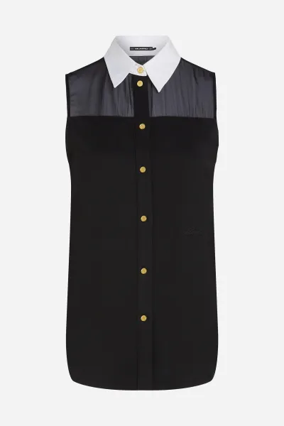 Blúzka Karl Lagerfeld Poplin Collar Slvls Blouse Black